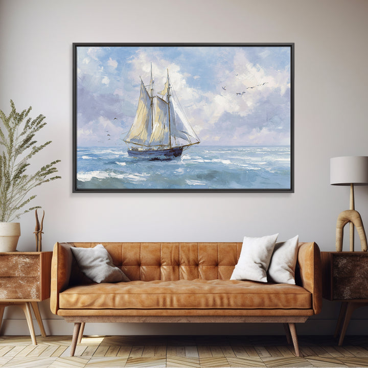 Sailboat on a Breezy Summer Horizon Canvas Print, Patio Art, Textured Painting, Patio Decor, Outdoor, Outdoor Wall Art, PAT-3x2-67
