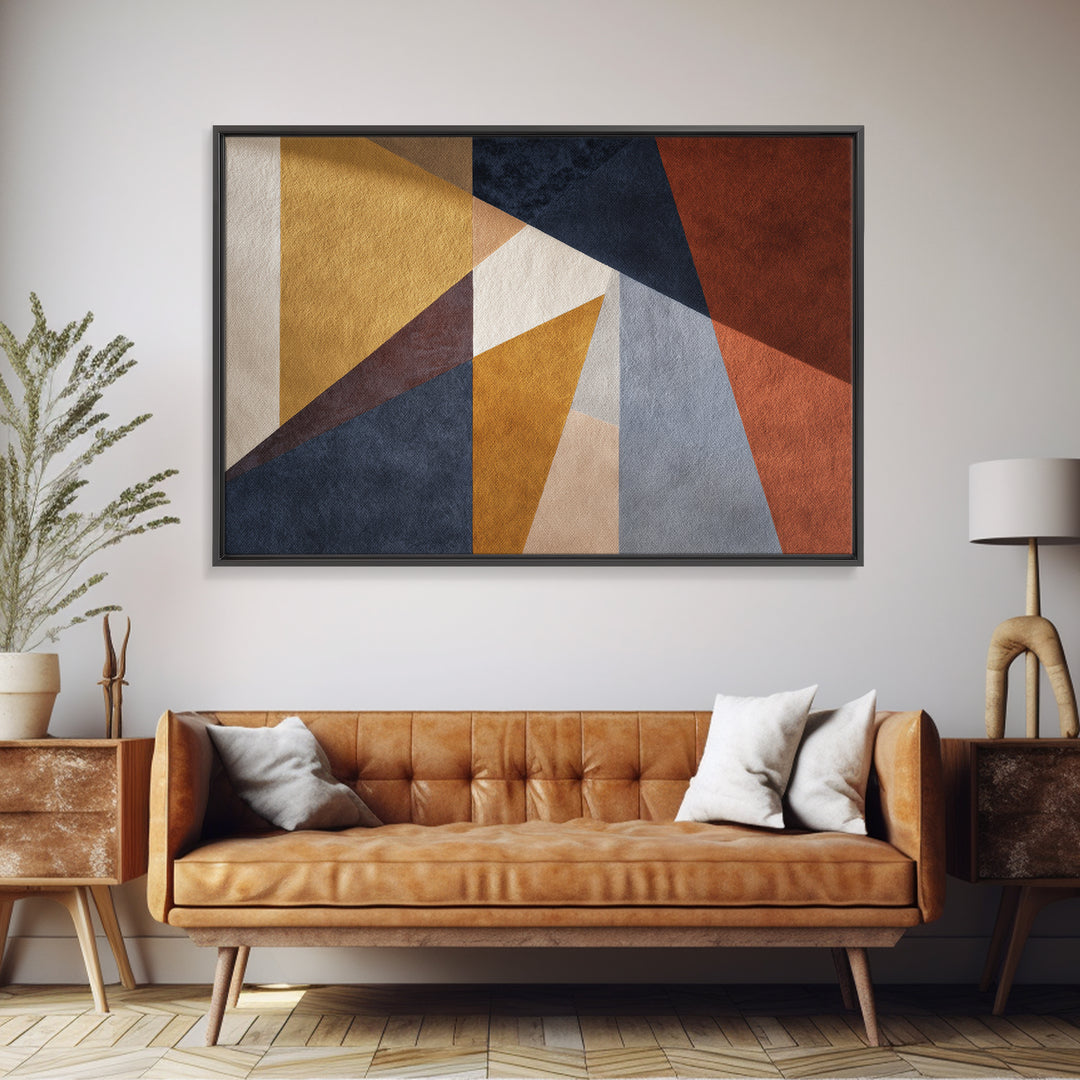 Warm Geometric Tile Pattern Canvas Print, Patio Art, Rustic Decor, Patio Decor, Abstract Art, Outdoor, Textured Painting, PAT-3x2-76
