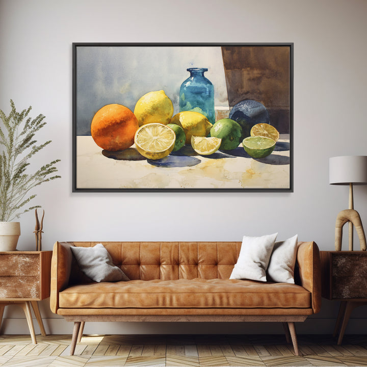 Outdoor Citrus Still Life Framed Canvas Print, Patio Art, Coastal Decor, Patio Decor, Fine Art, Outdoor, Family Wall Art, PAT-3x2-9