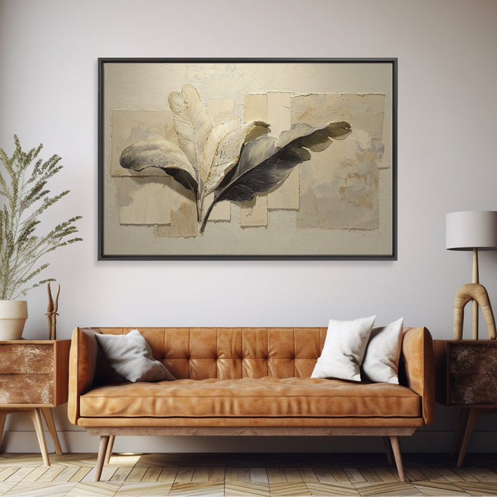 Banana Leaves with Rain Drop Details Framed Canvas Print, Patio Art, Luxury Decor, Patio Decor, Fine Art, Outdoor, Wall Hanging, PAT-3x2-92
