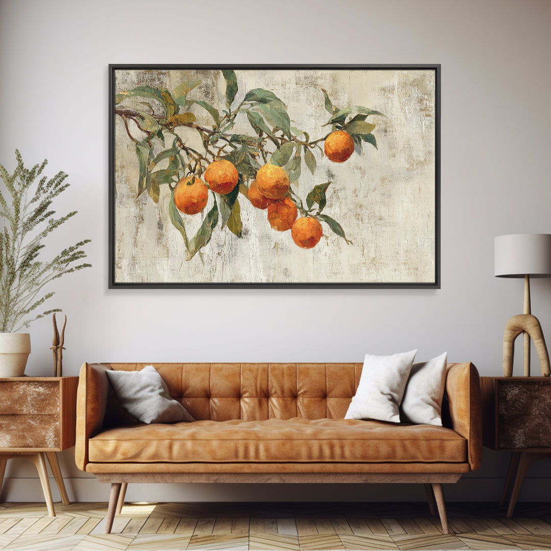Orange Tree Branch Canvas Print, Patio Art, Porch Decor, Patio Decor, Oil Painting, Outdoor, Fine Art Print, Statement Artwork, PAT-3x2-98