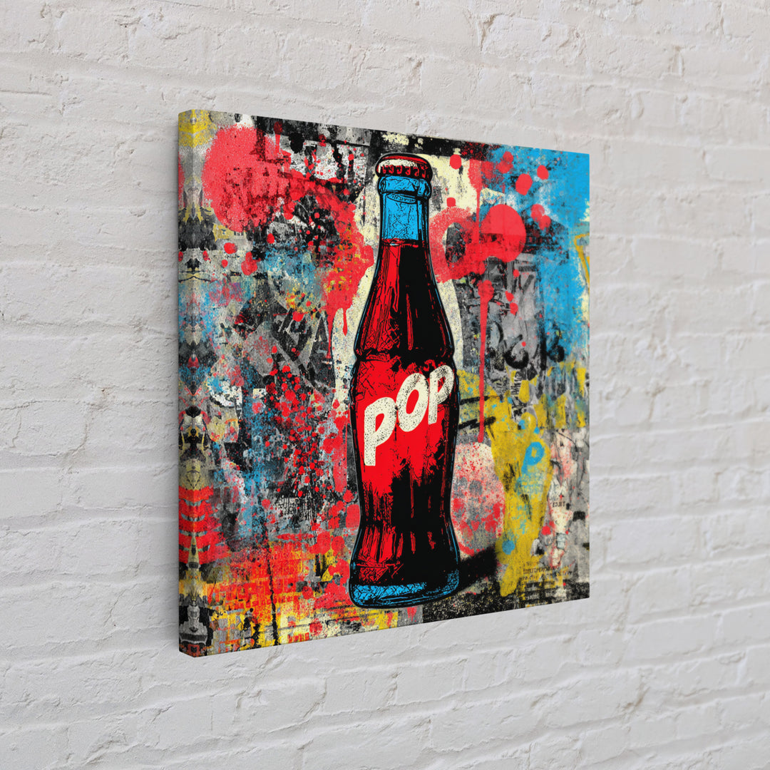 Retro Soda Bottle Framed Canvas Print, Pop Art, Bedroom Decor, Living Room Decor, Fine Art, Pop, 3d Art, Graffiti Art, POP-1x1-27