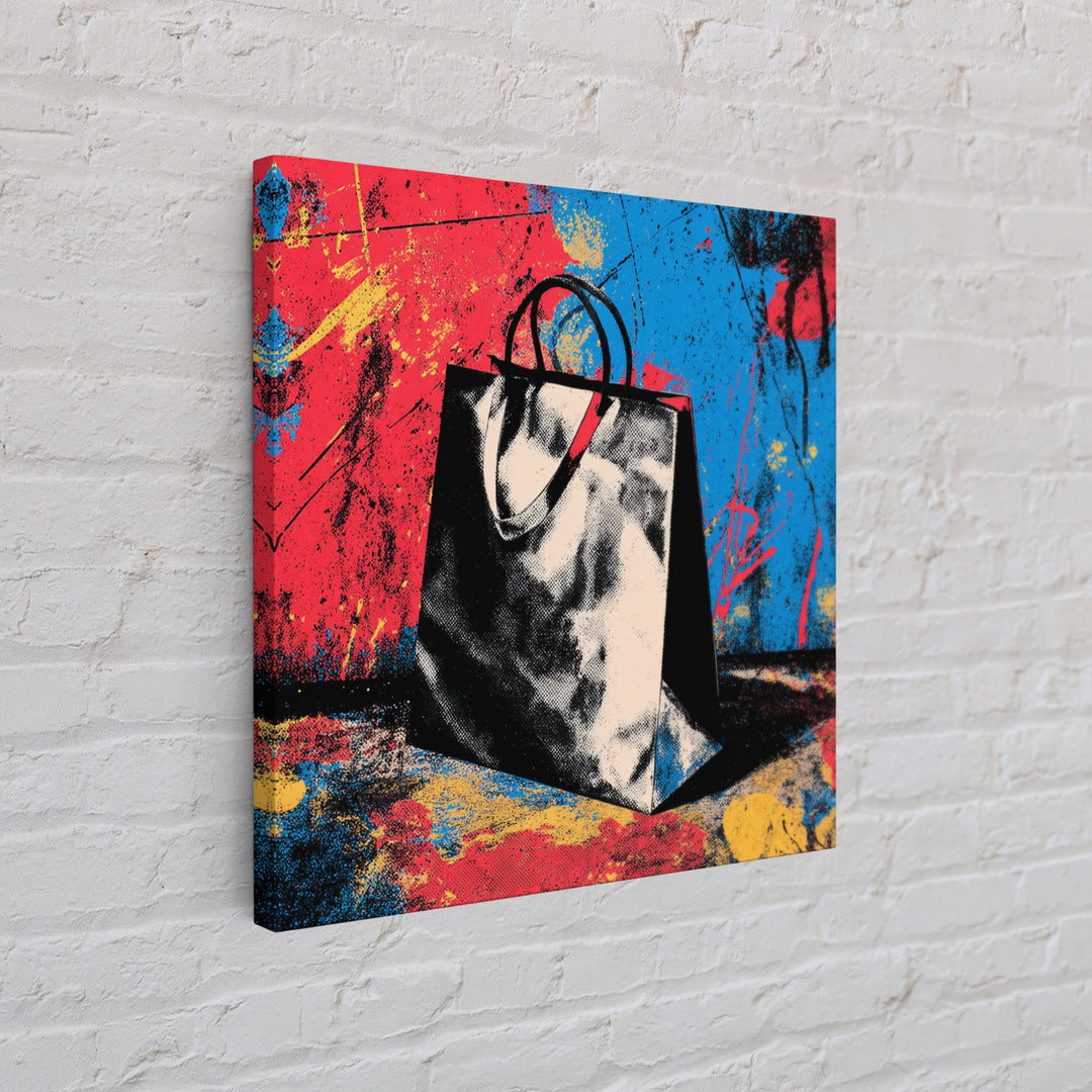 Shopping Bag Fashion Graphic Without Brands Framed Canvas Print, Pop Art, Poster, Living Room Decor, Pop, Abstract Art, POP-1x1-48