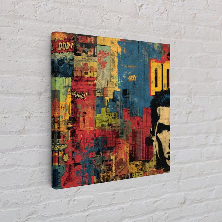Comic Book City Skyline Canvas Print, Pop Art, 3d Art, Living Room Decor, Abstract Art, Pop, Textured Painting, POP-1x1-5