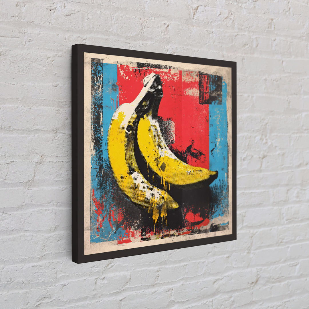 Bright Banana Still Life Framed Canvas Print, Pop Art, Eclectic Home Decor, Living Room Decor, Fine Art, Pop, Minimalist Decor, POP-1x1-74