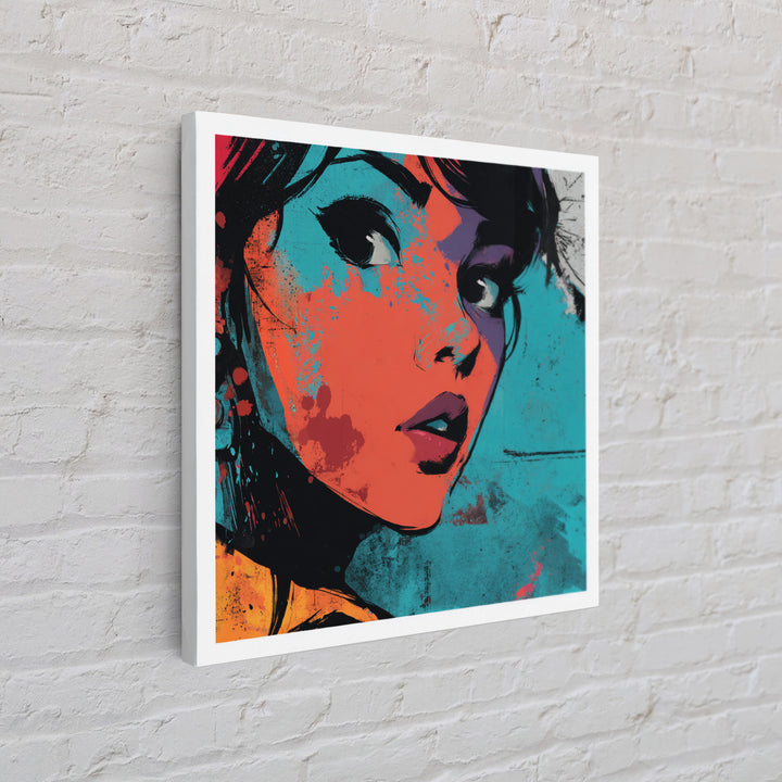 Neon Portrait with Thick Black Outlines Canvas Print, Pop Art, Dark Art, Living Room Decor, Oil Painting, Pop, POP-1x1-76