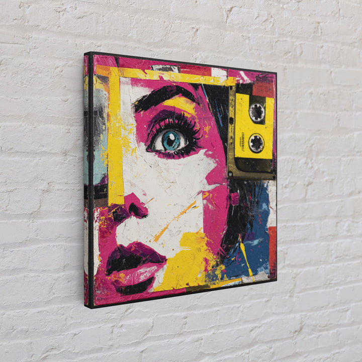 Colorful Cassette Tape Graphic Framed Canvas Print, Pop Art, Football Wall Art, Living Room Decor, Abstract Art, Pop, POP-1x1-84