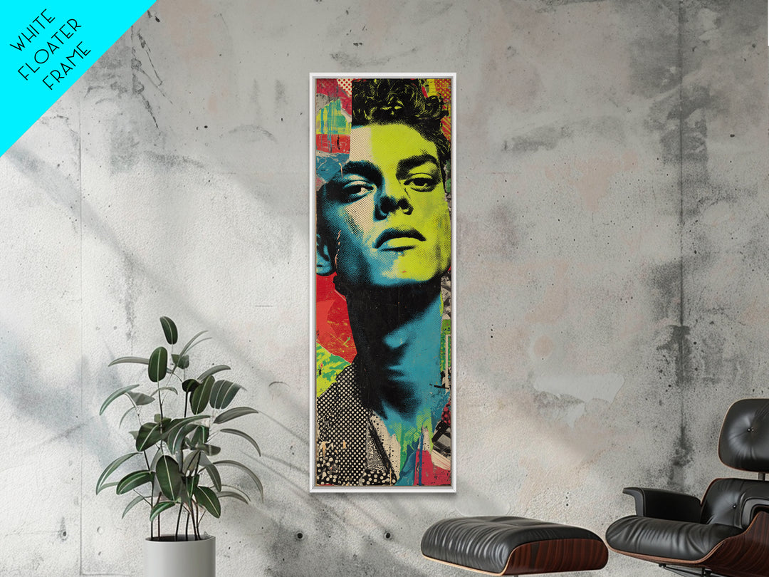 Neon Portrait with Thick Black Outlines Canvas Print, Pop Art, Wall Decor, Living Room Decor, Fine Art, Pop, Apartment Decor, POP-1x3-40