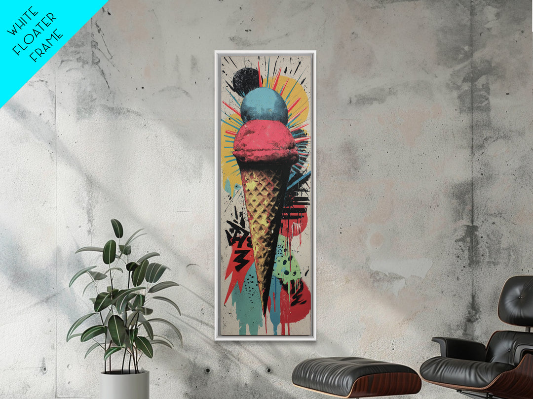 Ice Cream Cone Canvas Print, Pop Art, Art Print, Living Room Decor, Oil Painting, Pop, Custom Portrait, Pet Portrait, POP-1x3-90