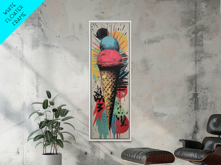 Ice Cream Cone Canvas Print, Pop Art, Art Print, Living Room Decor, Oil Painting, Pop, Custom Portrait, Pet Portrait, POP-1x3-90