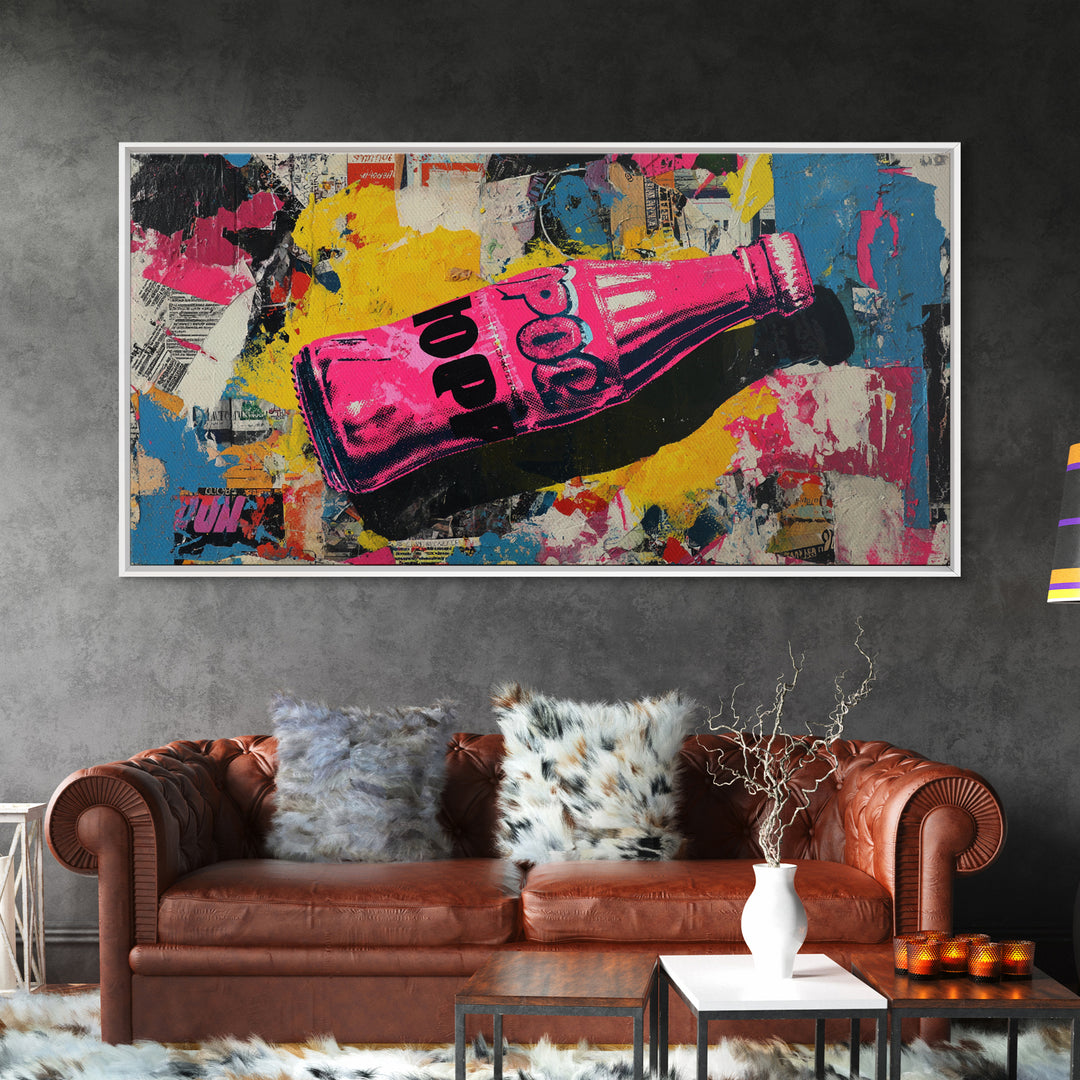 Retro Soda Bottle Canvas Print, Pop Art, Gothic Decor, Living Room Decor, Abstract Art, Pop, Dark Art, Original Artwork, POP-2x1-47