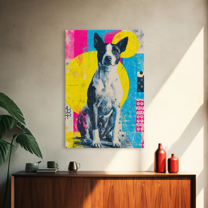Pop Art Dog Portrait Framed Canvas Print, Pop Art, Wall Decor, Living Room Decor, Pop, Apartment Decor, Dopamine Decor, POP-2x3-63