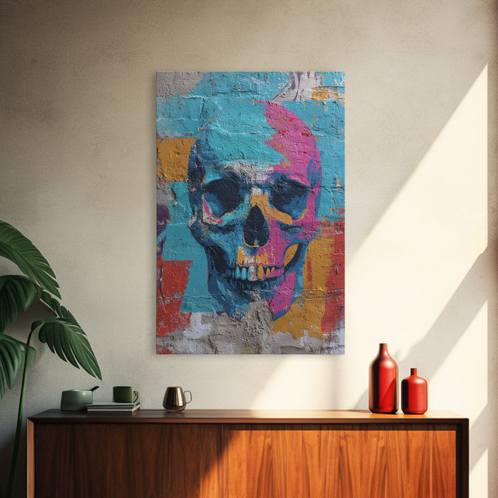 Pop Art Skull Canvas Print, Pop Art, Poster, Living Room Decor, Fine Art, Pop, Abstract Art, Bedroom Decor, Portrait, POP-2x3-79