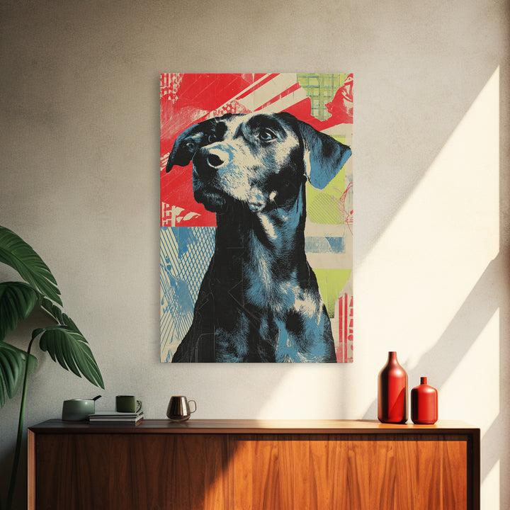 Pop Art Dog Portrait Framed Canvas Print, Pop Art, Bedroom Decor, Living Room Decor, Fine Art, Pop, 3d Art, Graffiti Art, POP-2x3-87
