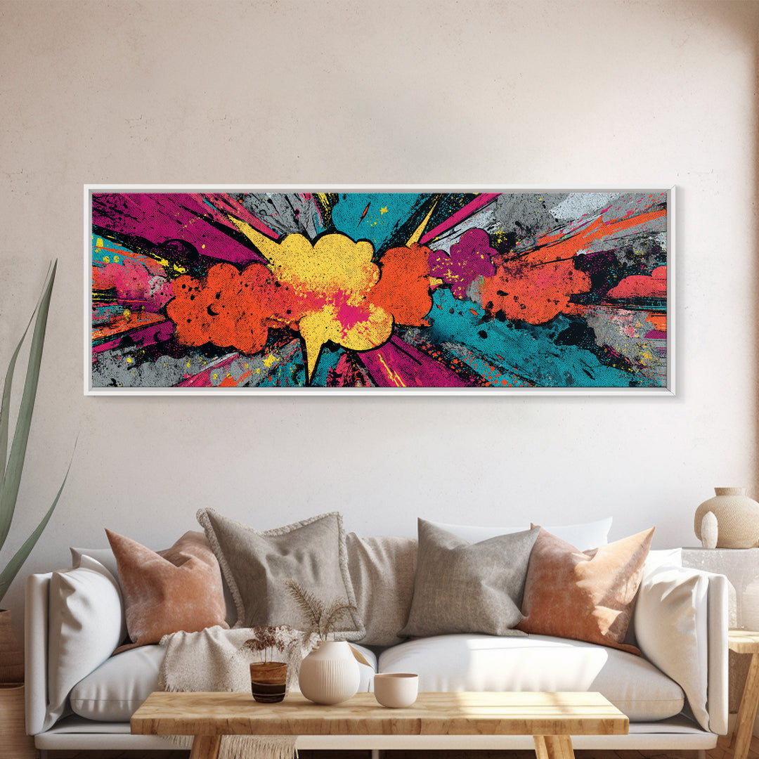 Exploding Starburst Shapes Without Text Canvas Print, Pop Art, Canvas Painting, Living Room Decor, Pop, Statement Artwork, POP-3x1-98