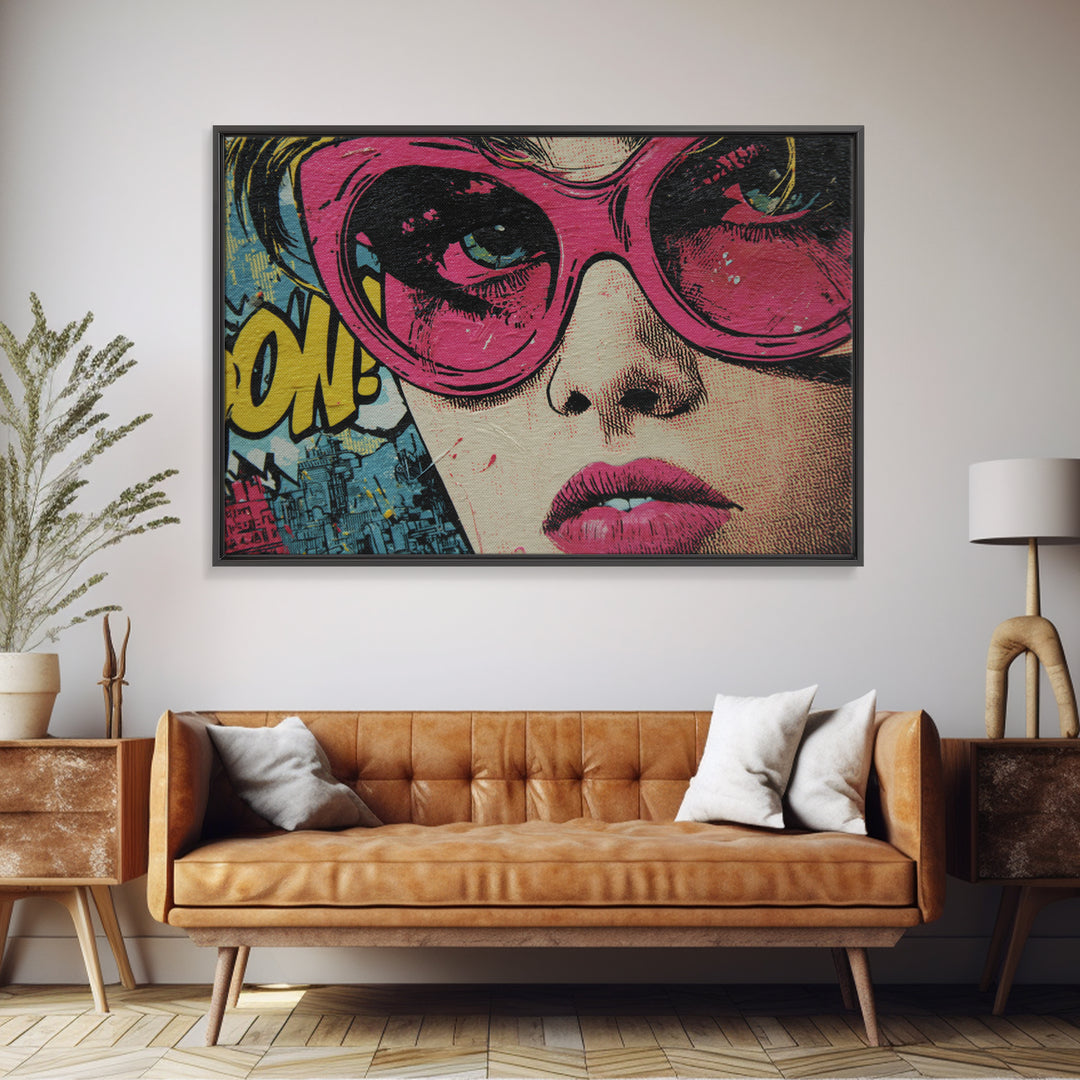 Glamorous Sunglasses Face Canvas Print, Pop Art, Original Art, Living Room Decor, Pop, Original Artwork, Football Wall Art, POP-3x2-12