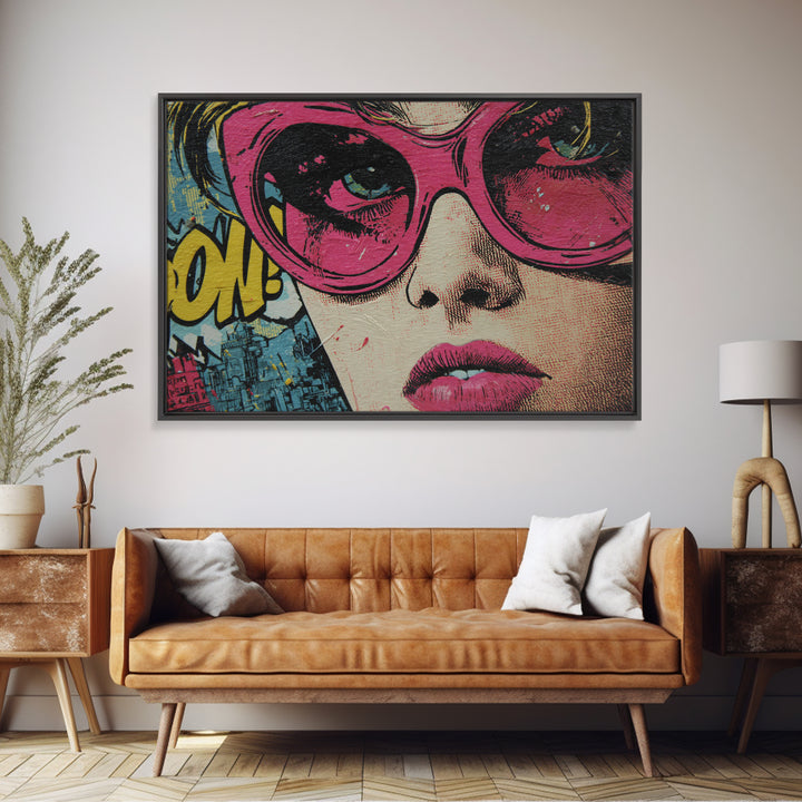 Glamorous Sunglasses Face Canvas Print, Pop Art, Original Art, Living Room Decor, Pop, Original Artwork, Football Wall Art, POP-3x2-12