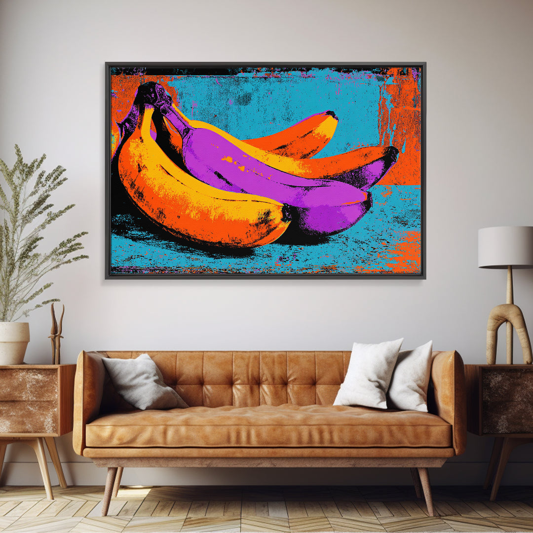 Bright Banana Still Life Canvas Print, Pop Art, Portrait, Living Room Decor, Fine Art, Pop, Graffiti Art, Eclectic Home Decor, POP-3x2-30