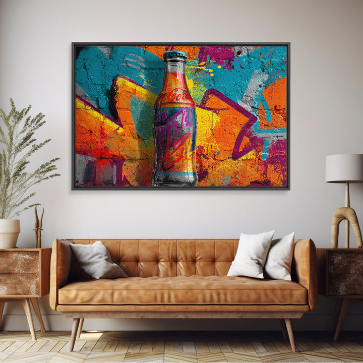 Retro Soda Bottle Framed Canvas Print, Pop Art, Art, Living Room Decor, Abstract Art, Pop, Bedroom Decor, Portrait, POP-3x2-55