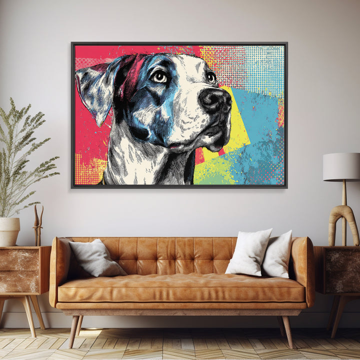 Pop Art Dog Portrait Framed Canvas Print, Pop Art, Art Print, Living Room Decor, Fine Art, Pop, Custom Portrait, Pet Portrait, POP-3x2-59