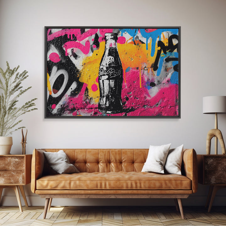 Retro Soda Bottle Framed Canvas Print, Pop Art, Home Decor, Living Room Decor, Fine Art, Pop, Canvas Wall Art, Abstract Art, POP-3x2-7