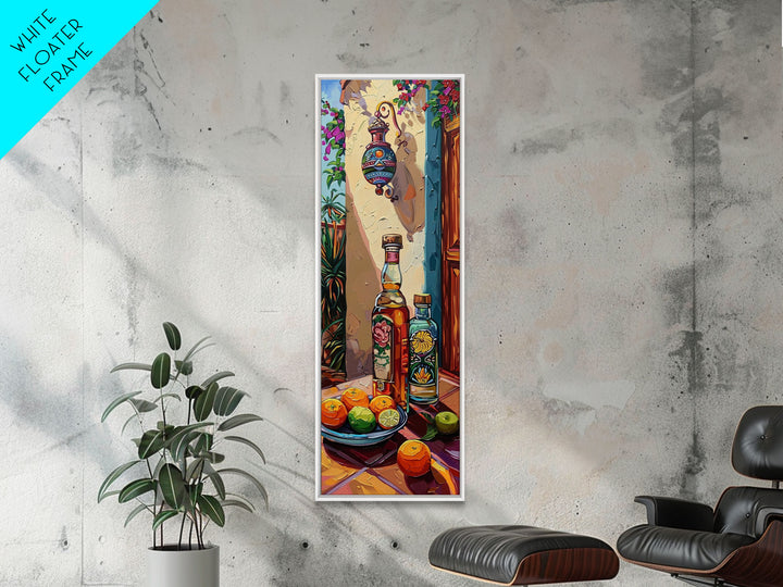 Mediterranean Still Life Canvas Painting Framed and Printed, Textured Wall Art, Rustic Vertical Framed Art for Living Room, Colorful Art