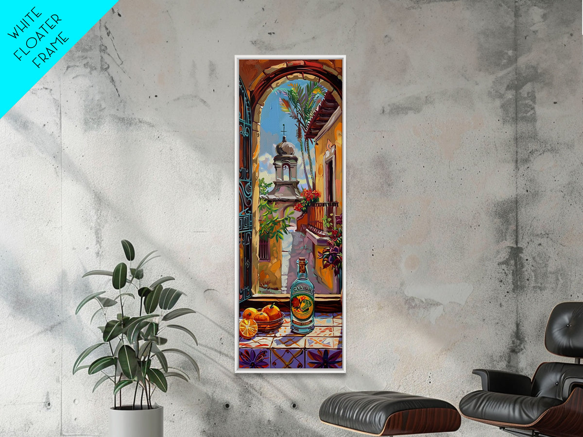Framed and Printed Vertical Rustic Still Life Printed Canvas, Textured Canvas Painting, Spanish Style Kitchen Art, Abstract Modern Wall Art
