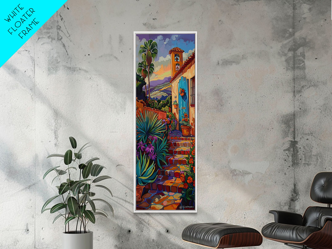 Contemporary Tuscan Style Oil Painting, Sunset Painting Framed and Printed on Canvas, Spanish Art, Living Room Wall Art Print, Mountain Art