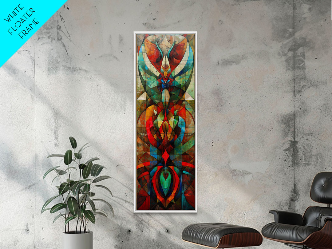 Gold Fan Pattern on Black Background - Framed Canvas Print, Midcentury Modern Art, Skinny Art, Tall Art, Living Room Wall Decor, Art Deco Style