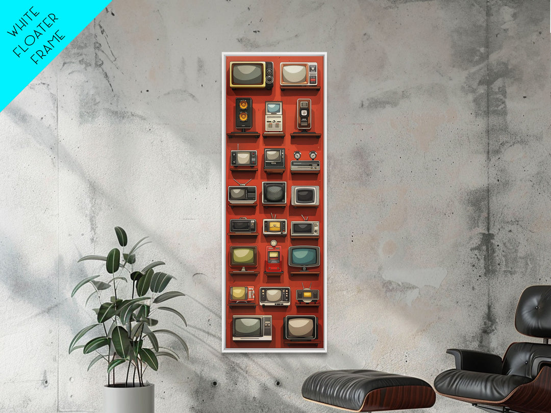 Retro Televions Framed Canvas Print, Retro Decor, Man Cave Art, Gift For Him