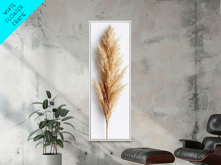 Pampas Grass Botanical Art - Framed Canvas Print, Skinny Tall Art, Minimalist Wall Art for Living Room, Bedroom Decor, Botanical Print