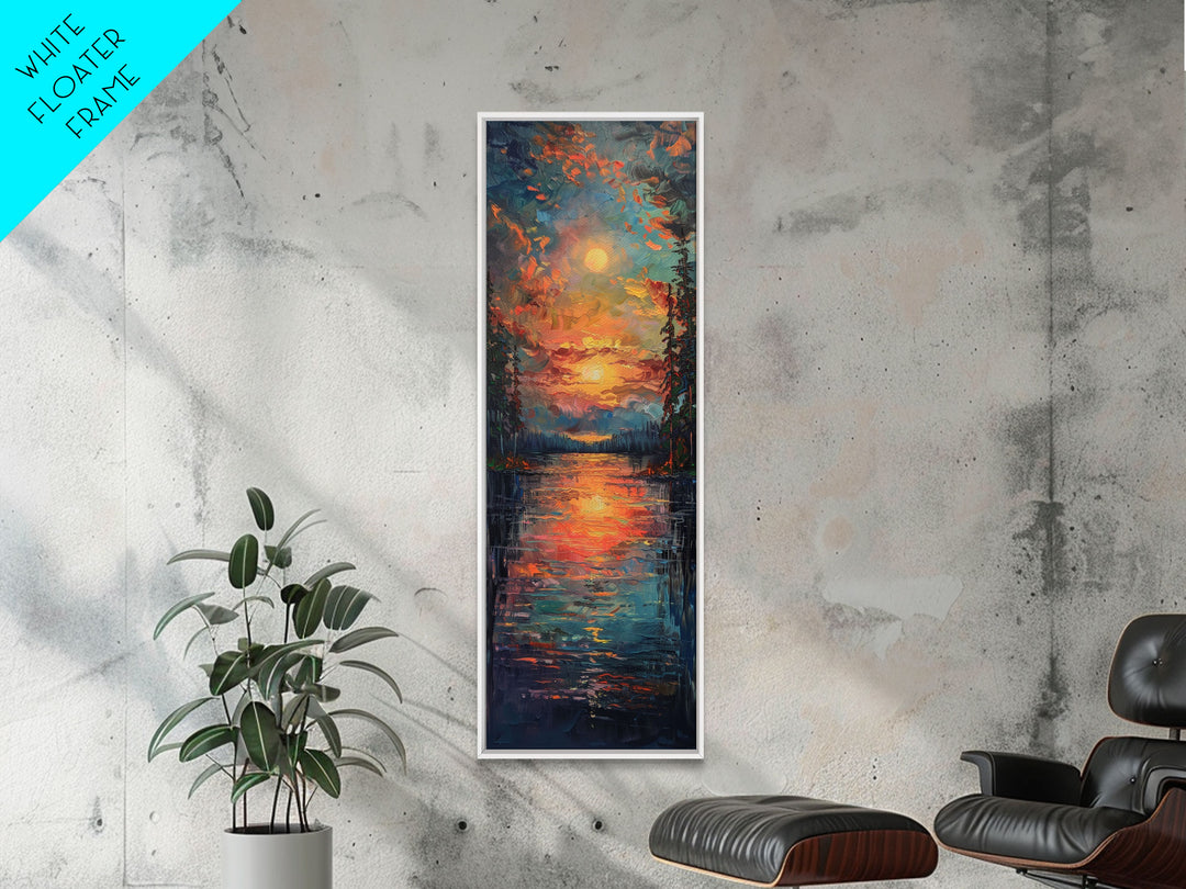 Radiant Sunrise Over Rolling Hills Vibrant Landscape Art Framed Canvas Print Tall Art Japanese Style Art