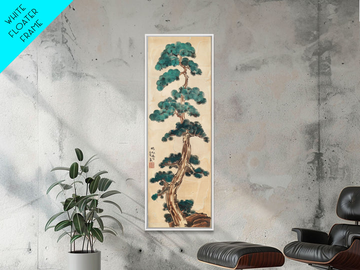 Japanese Pines Artistic Interpretation Tall Branches Skinny Art Tall Art Framed Canvas Print Japanese Style Art Ukiyo-e Art Wood Block Print Classic
