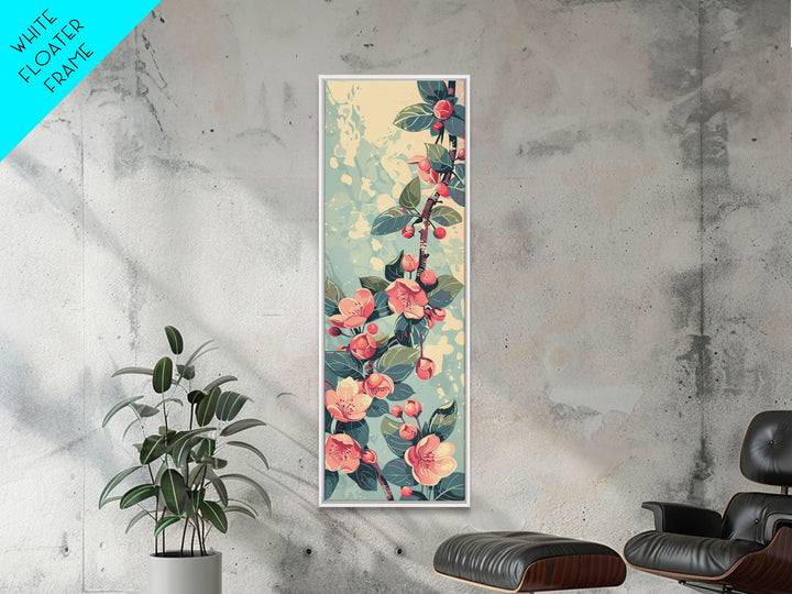 Japanese Style Frogs and Lotus Flowers Framed Canvas Print - Tall Skinny Ukiyo-e Wall Art