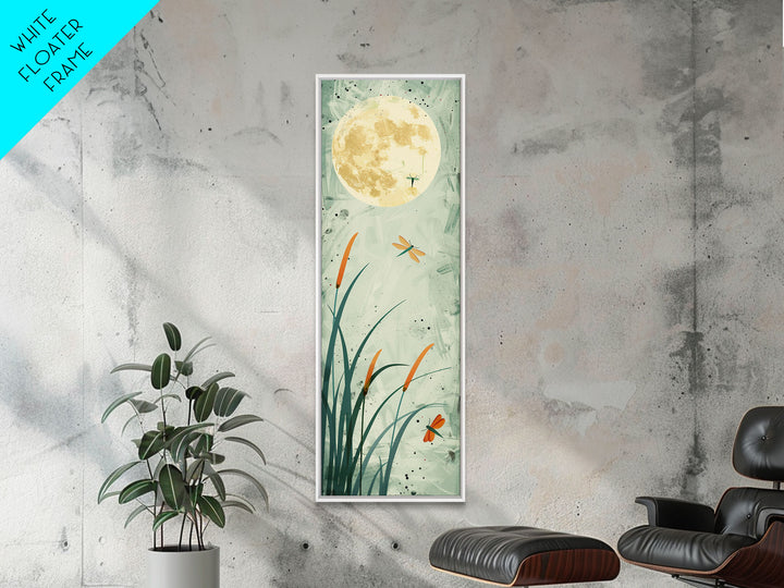 Serene Swans and Cherry Blossoms in Japanese Art Tall Skinny Framed Canvas Print - Wall Décor