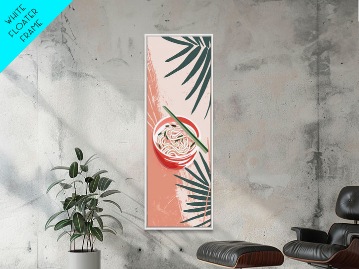 Ramen Noodles Japanese Cuisine Art On Framed Canvas Print In Ukiyo-e Style Tall Skinny Culinary Wood Block Wall Decor