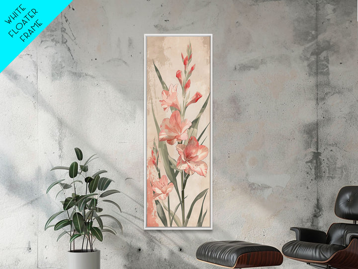 Canvas Print Soft Pink Gladiolus Flowers, Vintage-Inspired Floral Art For Bedroom Or Living Room, Romantic Wall Decoration