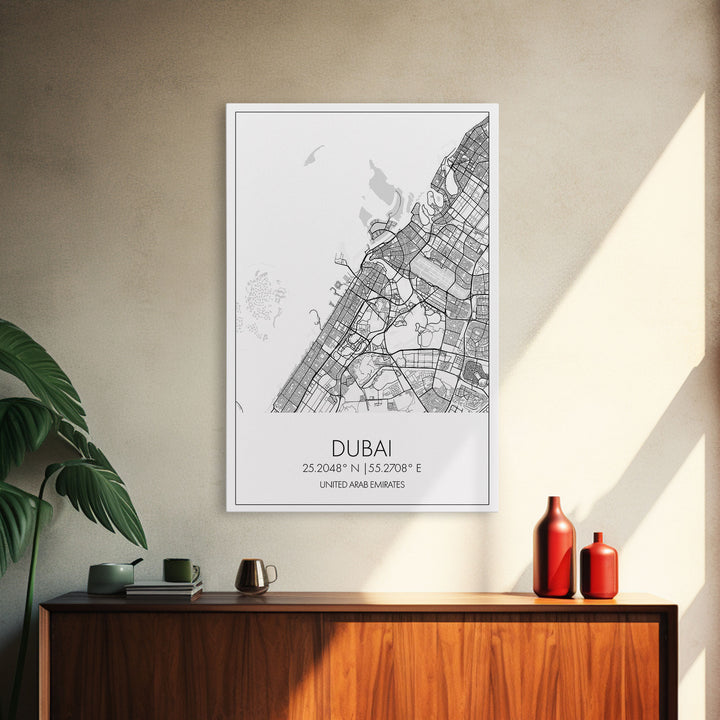 Dubai Street Map, UAE Map, City Map Art, Minimalist Art, Wall Art, Canvas Print, Aviation Gift, Travel Art, Office Décor, Unique Wall Art