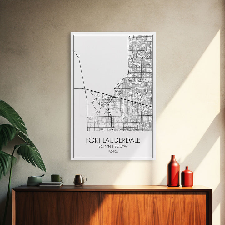 Fort Lauderdale Street Map, California Map, City Map Art, Minimalist Art, Wall Art, Canvas Print, Travel Art, Game Room Décor, Travel Gifts
