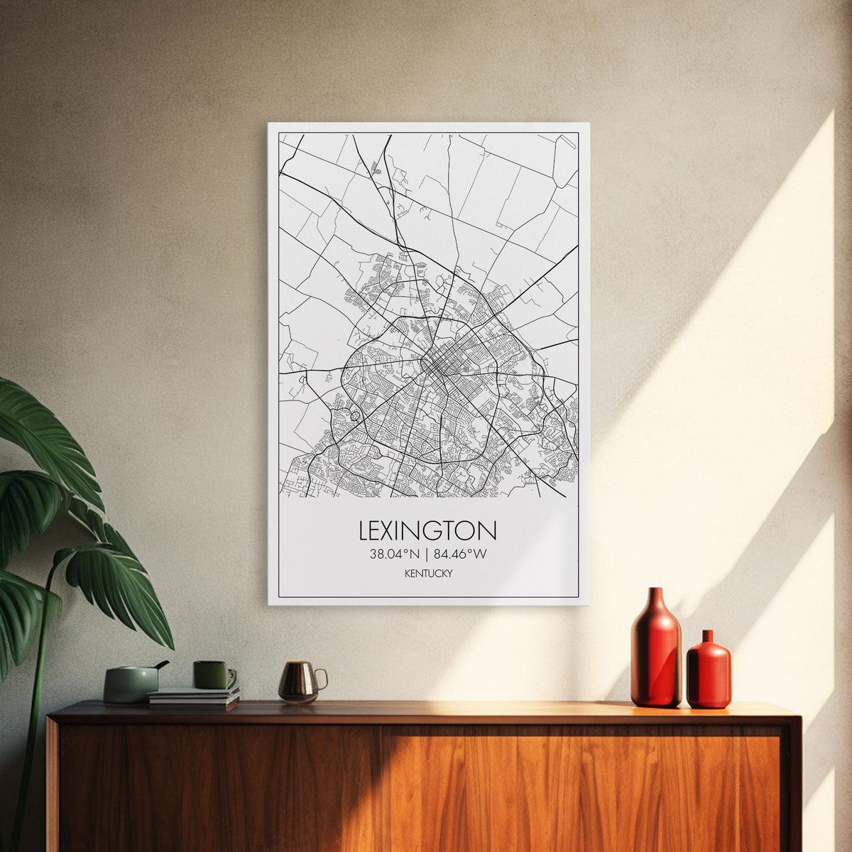Lexington Street Map, Kentucky Map, City Map Art, Modern Wall Art, Wall Art, Canvas Print, Travel Wall Art, Dorm Room Décor, Engagement Gift