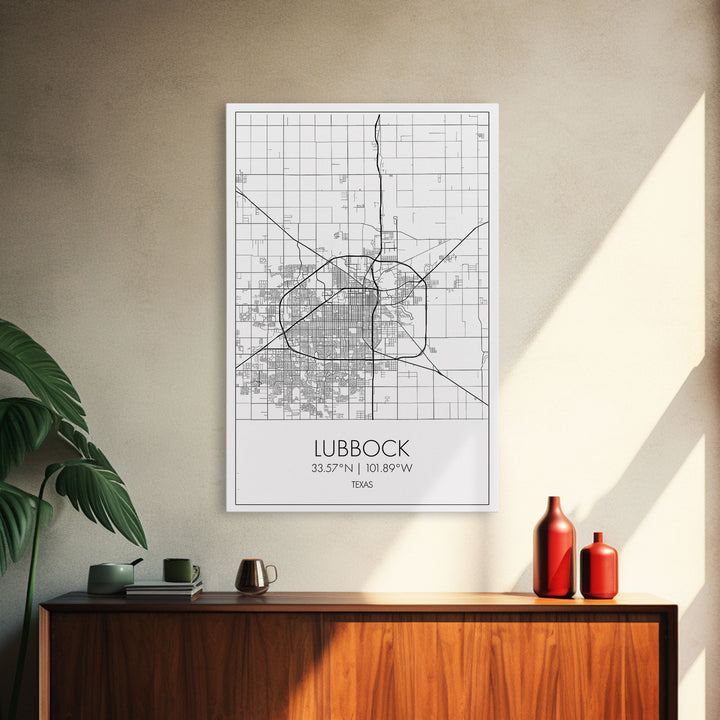 Lubbock Street Map, Texas Map, City Map Art, Modern Art, Wall Art, Canvas Print, Travel Print, Farmhouse Wall Décor, Boyfriend Gift