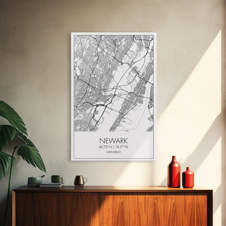 Newark Street Map, New Jersey Map, City Map Art, Modern Art, Wall Art, Canvas Print, Living Room Art, Best Friends Gift, Travel Art