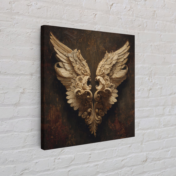 Angel Wings with Gold and Ivory Tones Canvas Print, Renaissanceinspired Art, Wall Art Print, Living Room Decor, Classic, REN-1x1-18