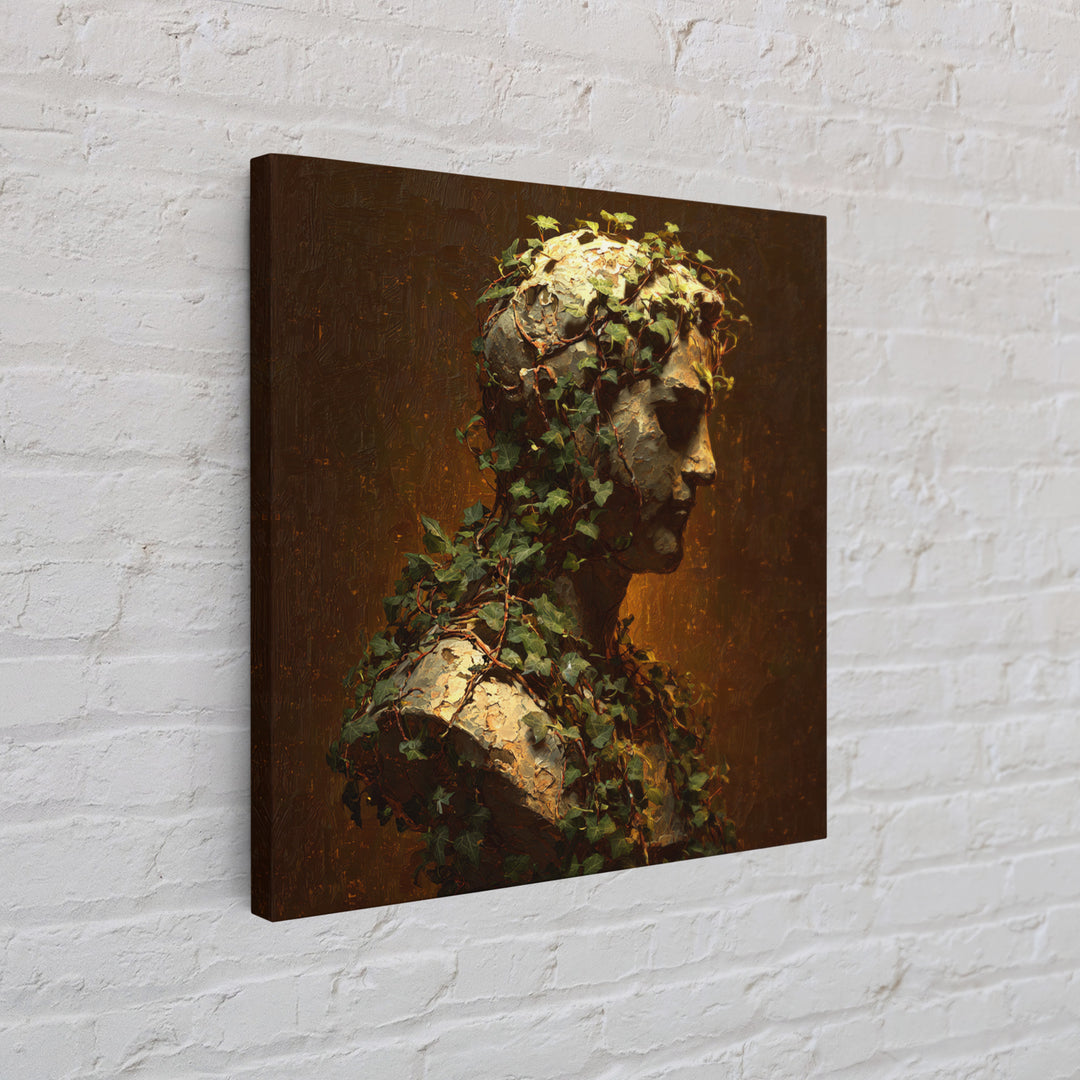 Classical Statue Bust Covered Canvas Print, Renaissanceinspired Art, Unique Wall Art, Living Room Decor, Watercolor Art, REN-1x1-19