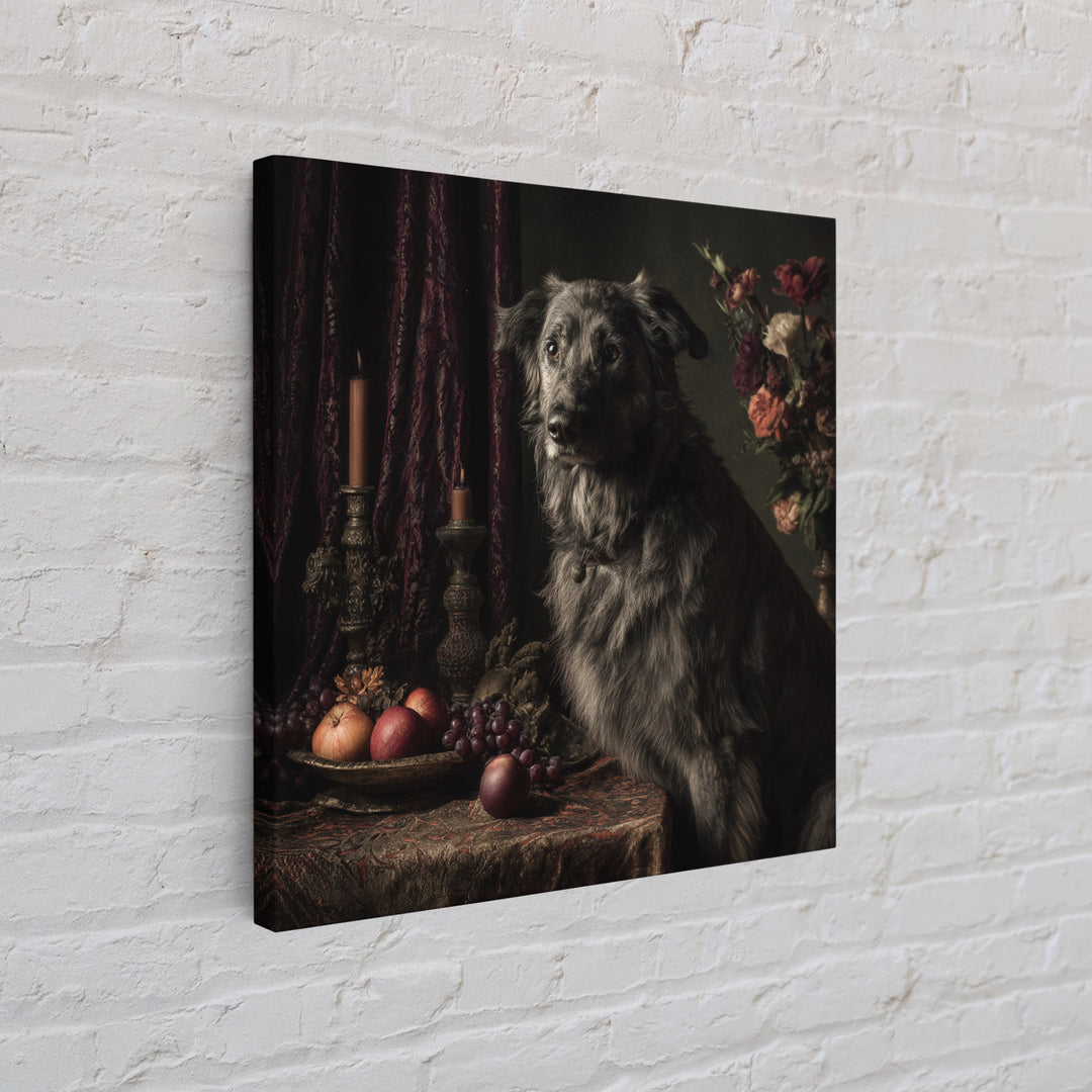 Noble Dog Portrait Canvas Print, Renaissanceinspired Art, Living Room Decor, Oil Painting, Classic, Living Room Art, REN-1x1-20