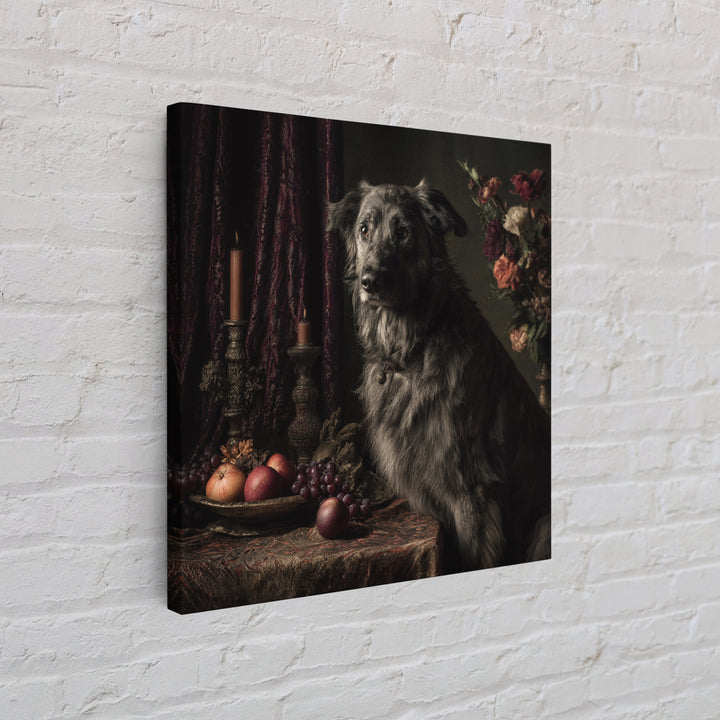 Noble Dog Portrait Canvas Print, Renaissanceinspired Art, Living Room Decor, Oil Painting, Classic, Living Room Art, REN-1x1-20