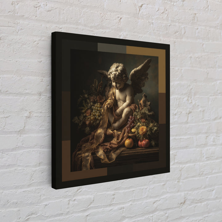 Cherub Holding a Ribbon Among Clouds Canvas Print, Renaissanceinspired Art, Living Room Art, Living Room Decor, Oil Painting, REN-1x1-30