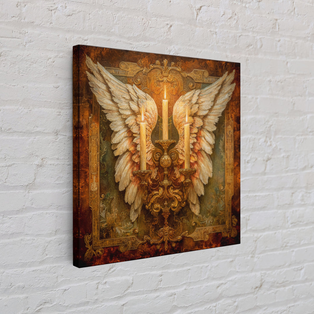 Angel Wings with Gold and Ivory Tones Canvas Print, Renaissanceinspired Art, Unique Wall Decor, Living Room Decor, Classic, REN-1x1-66