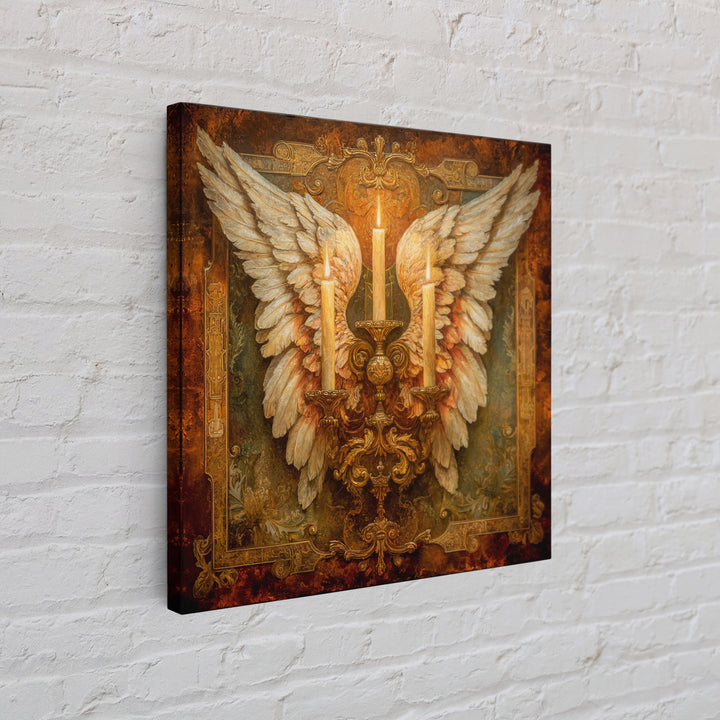 Angel Wings with Gold and Ivory Tones Canvas Print, Renaissanceinspired Art, Unique Wall Decor, Living Room Decor, Classic, REN-1x1-66