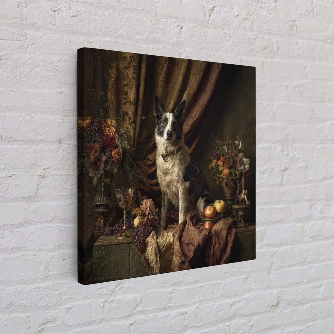 Noble Dog Portrait Framed Canvas Print, Renaissanceinspired Art, Mosaic Wall Art, Living Room Decor, Fine Art, Classic, REN-1x1-68